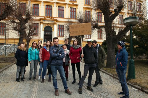 Studenti vyšli ven i ve Velkém Meziříčí