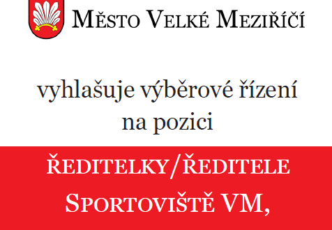 Město Velké Meziříčí hledá ředitelku/ředitele nově vzniklé příspěvkové organizace