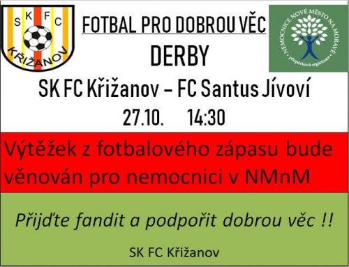 Přijďte se podívat na derby do Křižanova a podpořte dobrou věc