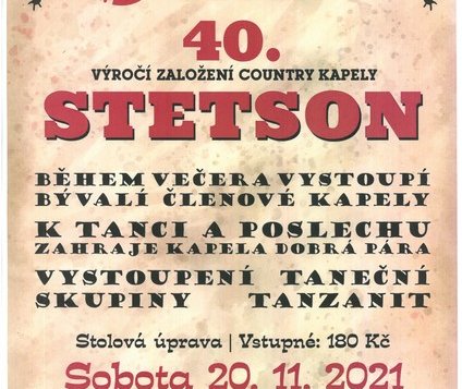 Taneční večer Stetson se tento víkend neuskuteční