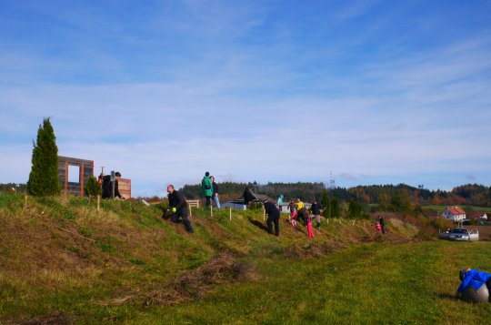 V okolí hasičského hřiště ve Lhotkách dobrovolníci vysadili ovocné stromy a keře