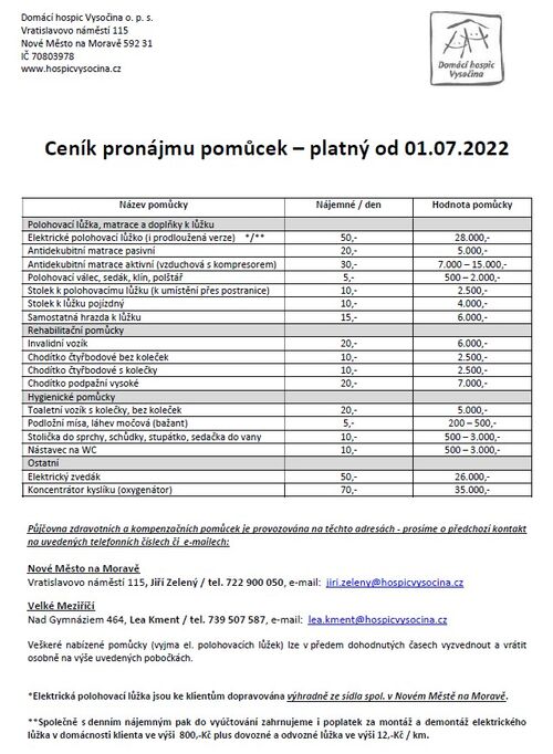 cenik pujcovna_pomucek_domaci_hospic_vysocina